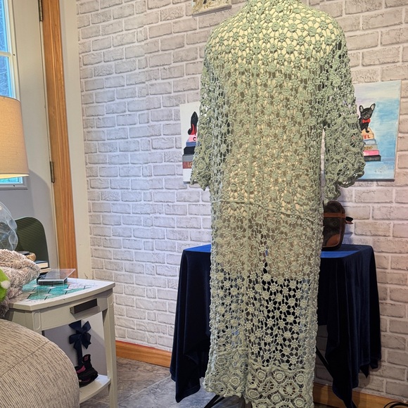 Crochet Cardigan Do Everything in Love Sage one size up to Large - Picture 5 of 6